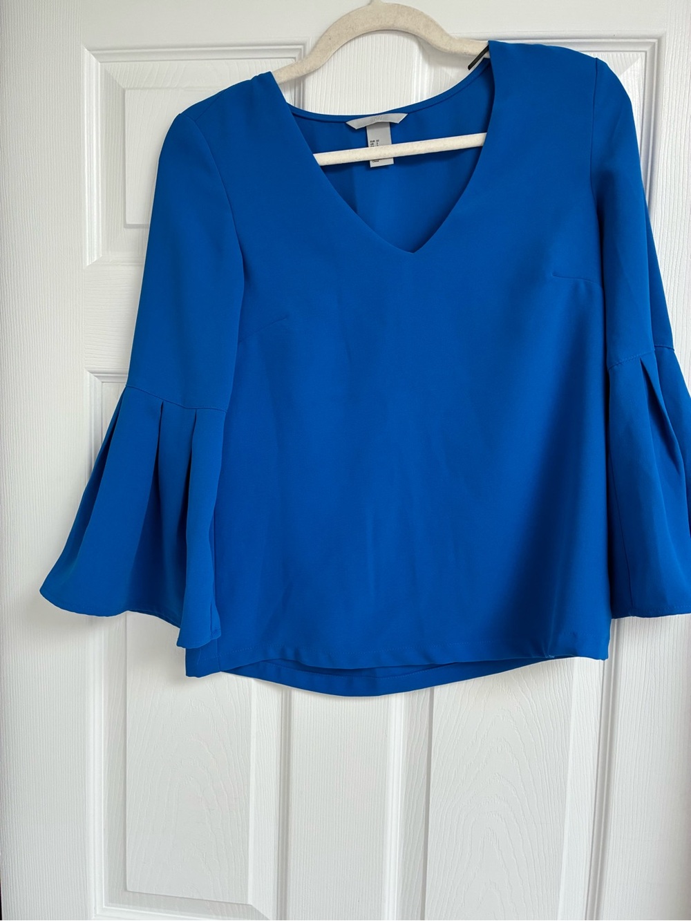 H&M Bright Royal Blue V-Neck Bell Sleeve Blouse
